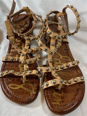 Sam Edelman Tan Studded Leather Gladiator Sandals